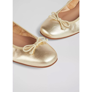 LK Bennett Trilly Gold Metallic Leather Ballerina Pumps